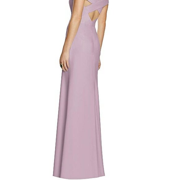 Dessy 2987....Full Length off the shoulders Crepe Dress...Suede Rose...Sz 18 - Picture 4 of 6